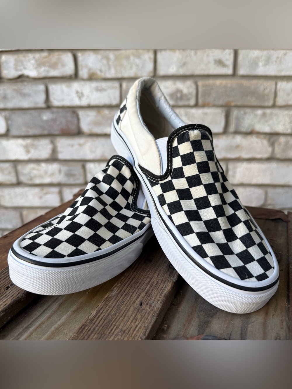 Vans Black and White Checkered Slip On Tennis Shoe